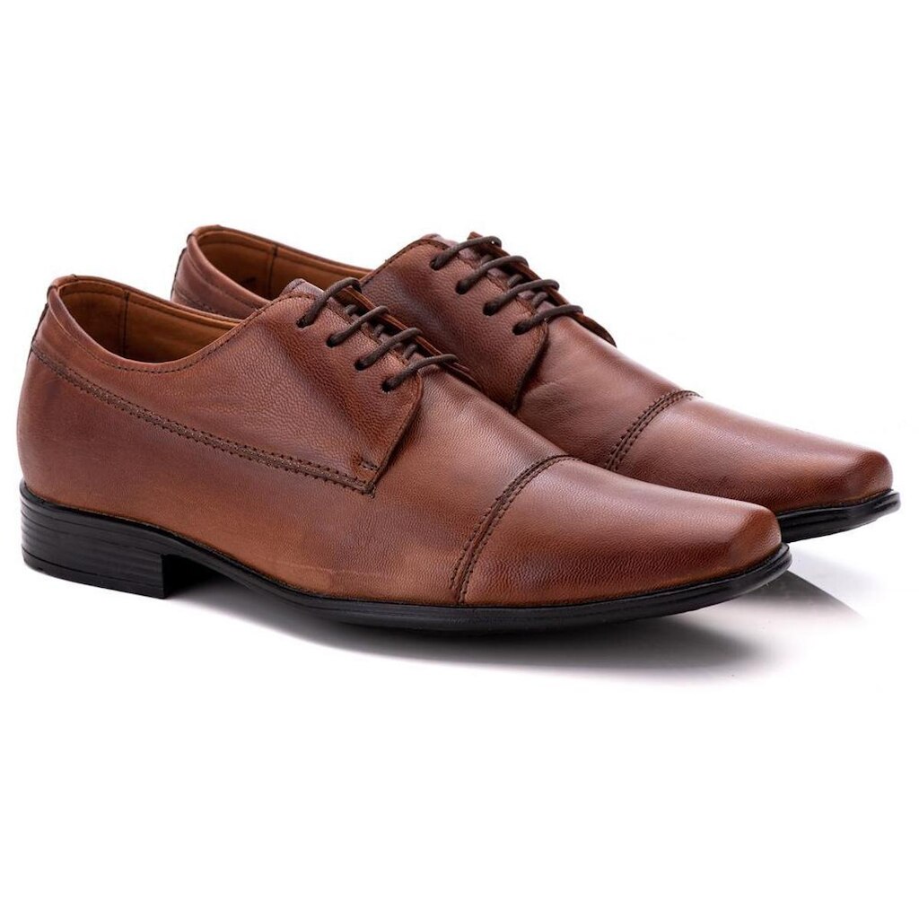 Sapato Social Comfort Masculino em Couro Caramelo 016 Caramelo