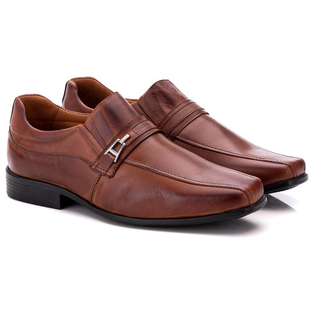Sapato Social Comfort Masculino em Couro Caramelo 018 Caramelo