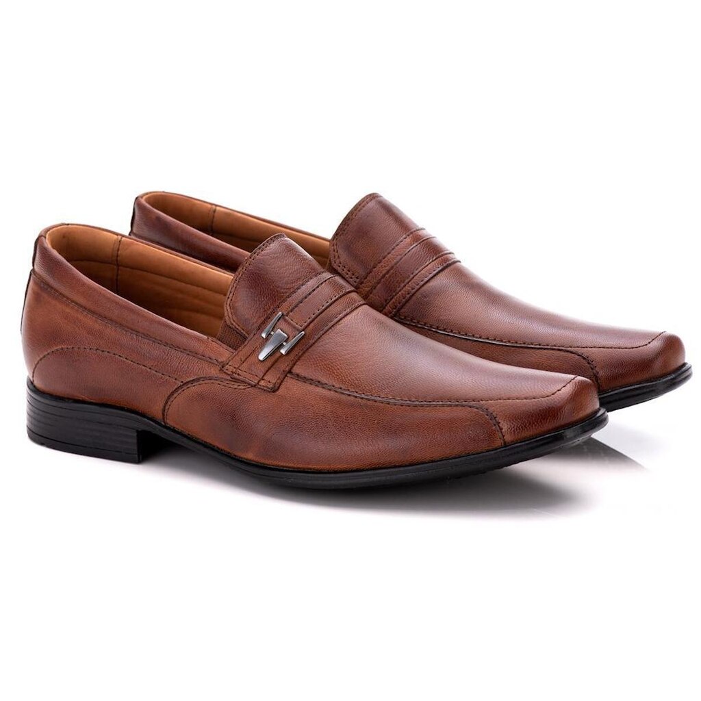 Sapato Social Comfort Masculino em Couro Caramelo 019 Caramelo
