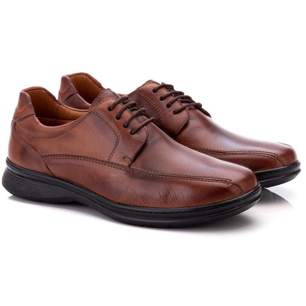 Sapato Social Comfort Masculino em Couro Caramelo 0200 Caramelo