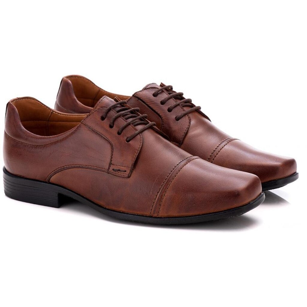 Sapato Social Comfort Masculino em Couro Caramelo 021 Caramelo