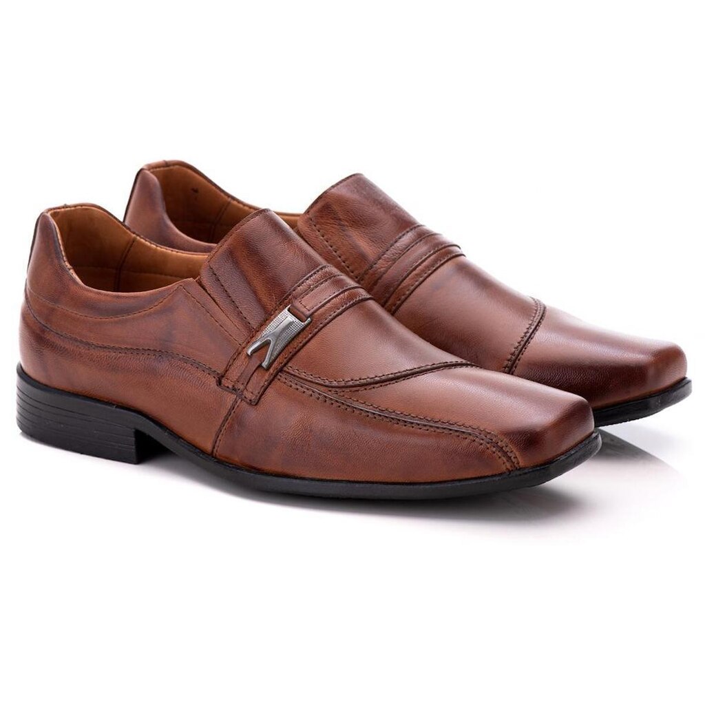 Sapato Social Comfort Masculino em Couro Caramelo 0300 Caramelo