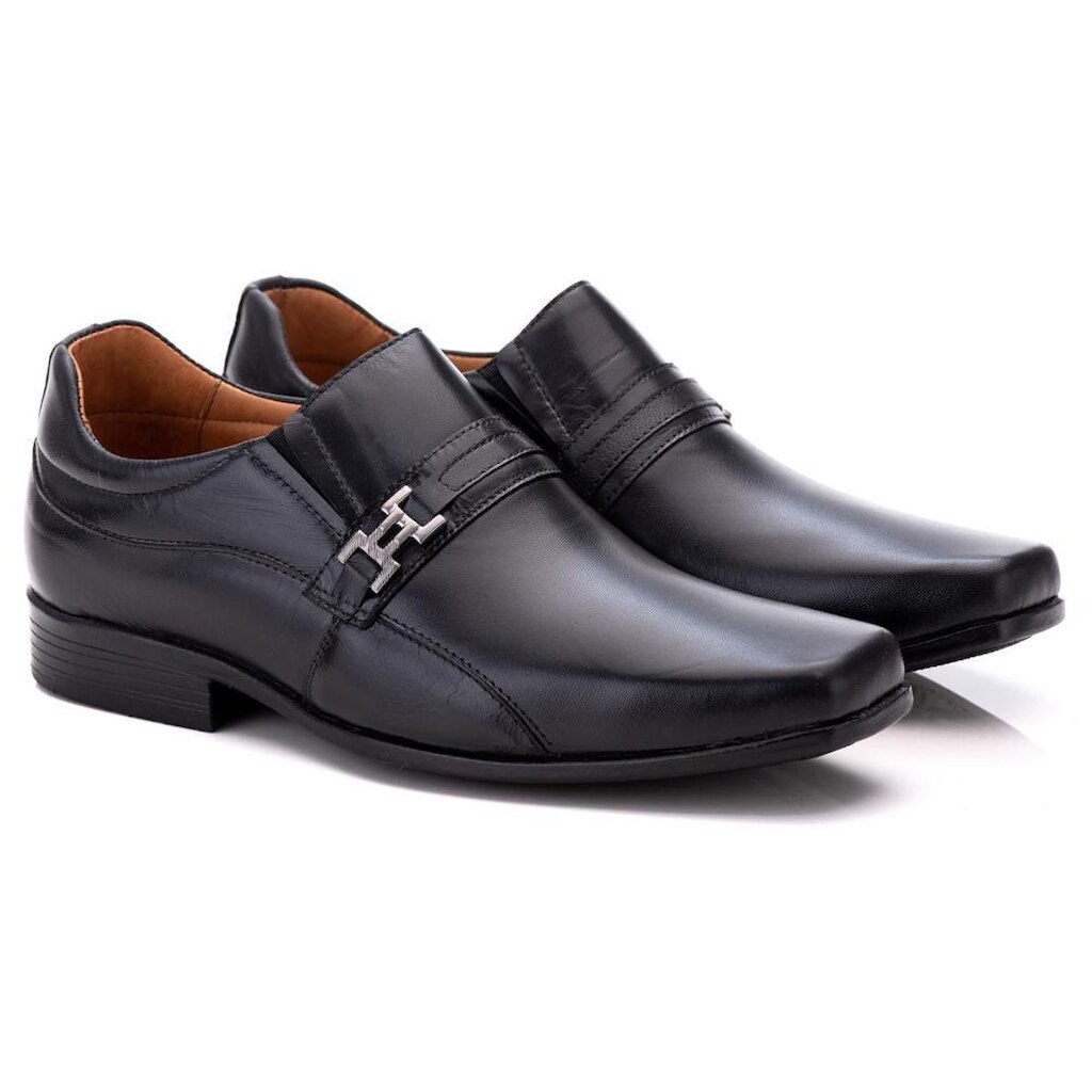 Sapato Social Comfort Masculino em Couro Preto 007 Preto