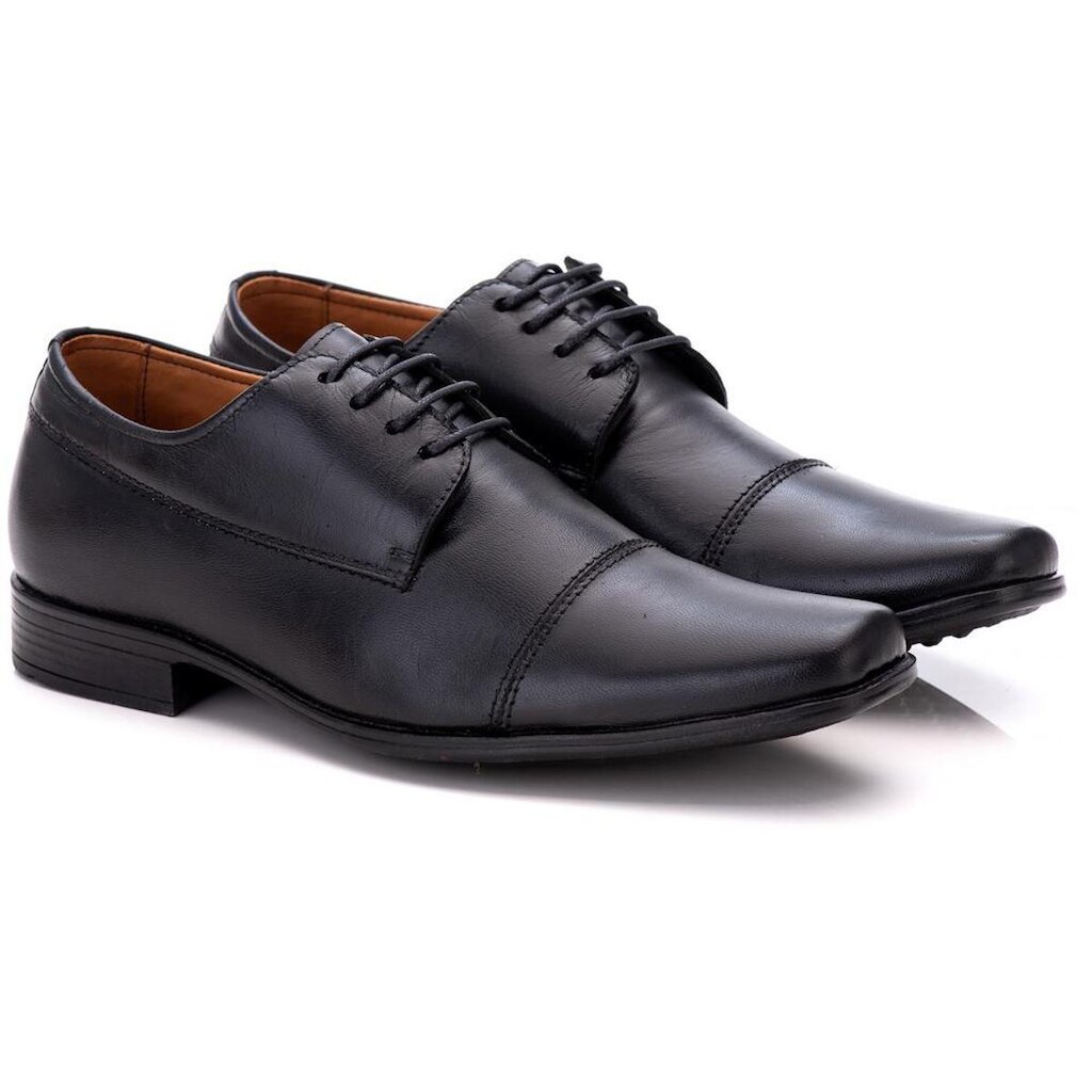 Sapato Social Comfort Masculino em Couro Preto 016 Preto