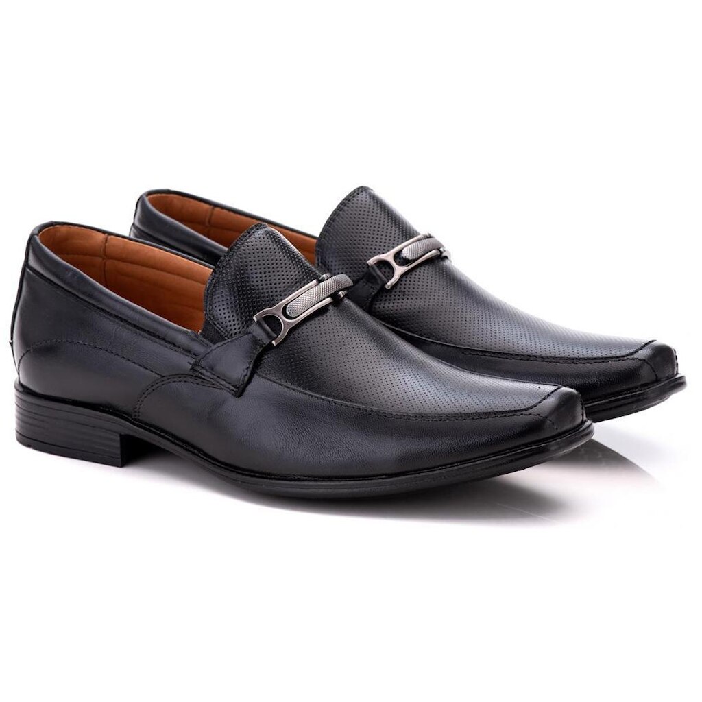 Sapato Social Comfort Masculino em Couro Preto 017 Preto