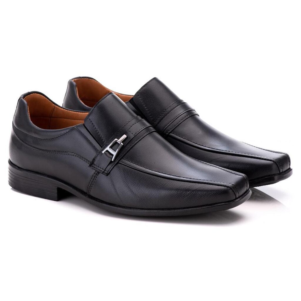 Sapato Social Comfort Masculino em Couro Preto 018 Preto