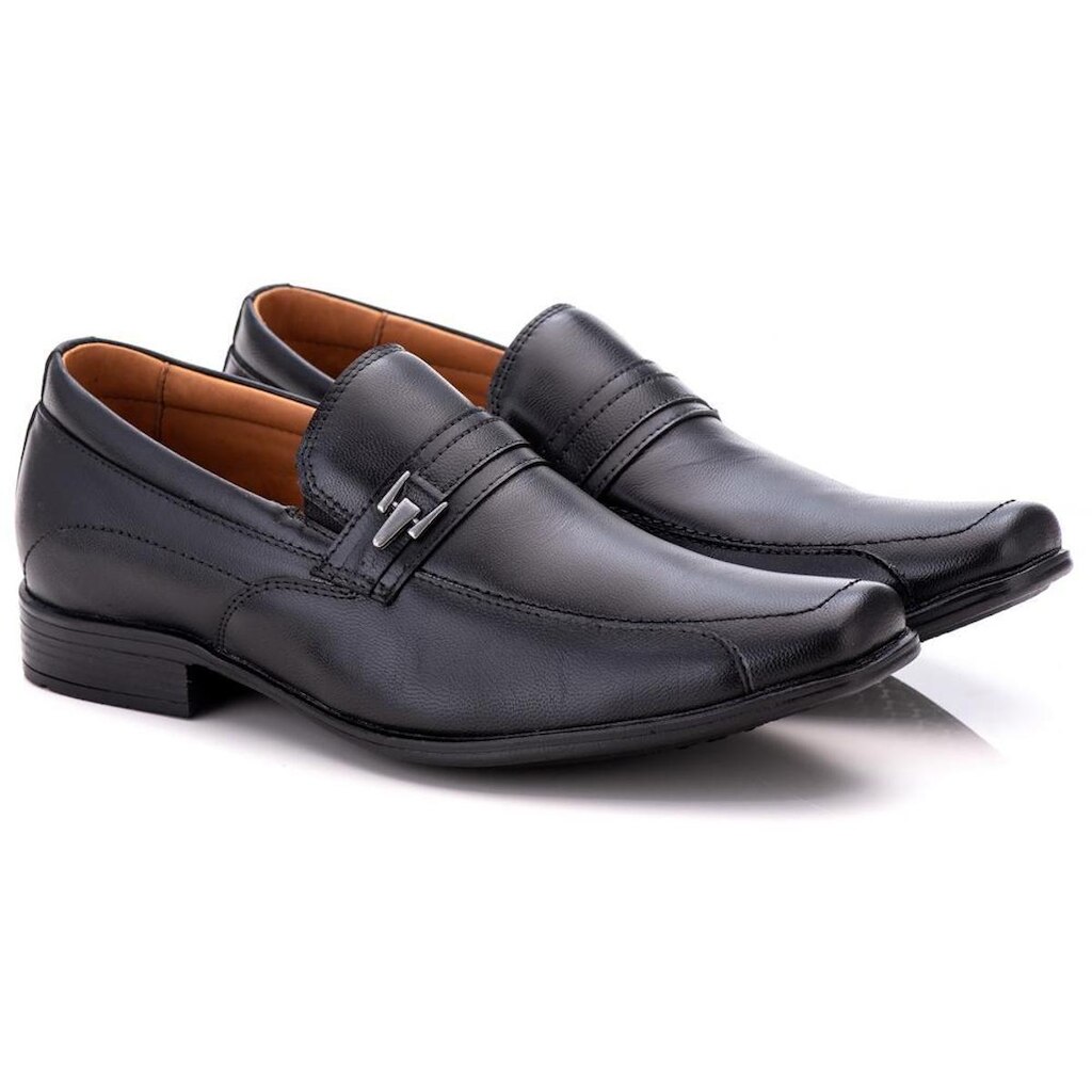 Sapato Social Comfort Masculino em Couro Preto 019 Preto