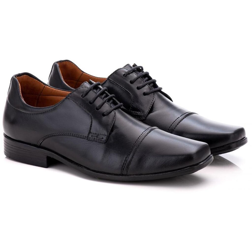 Sapato Social Comfort Masculino em Couro Preto 021 Preto