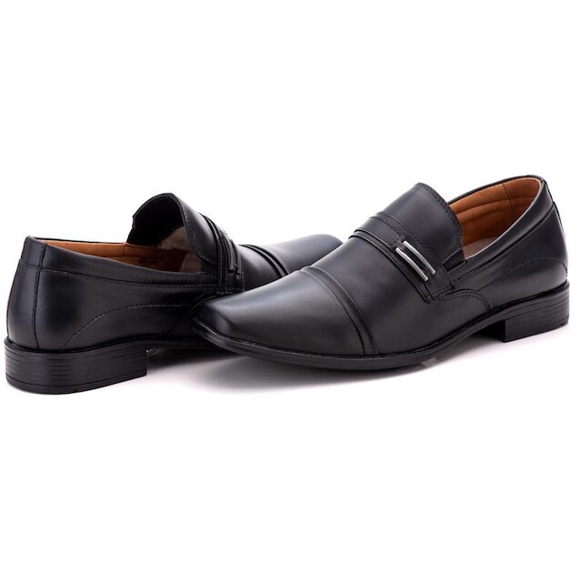 Sapato Social Comfort Masculino em Couro Preto 024 Preto