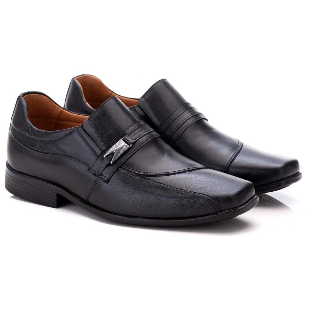 Sapato Social Comfort Masculino em Couro Preto 0300 Preto