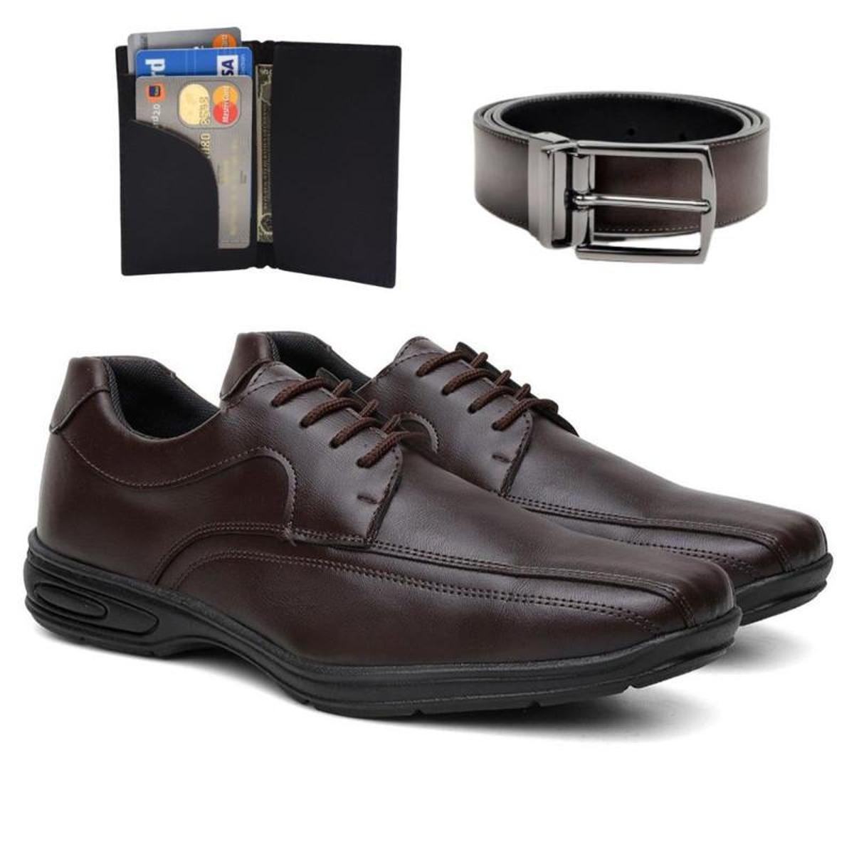 Sapato Social Conforto Masculino Couro Legitimo Com Cinto e Carteira Menor preço em Sapato Social Conforto Masculino Couro Legitimo Com Cinto e Carteira