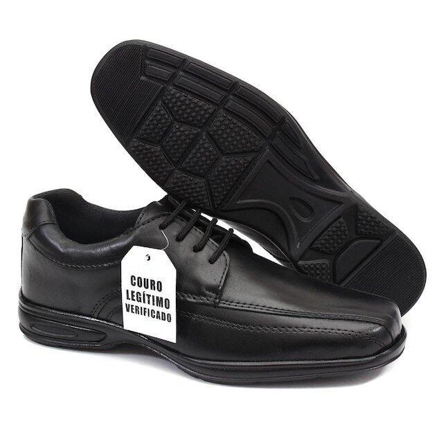 Sapato Social COURO Kit Carteira Relógio Cinto Preto Elegante Casual Conforto