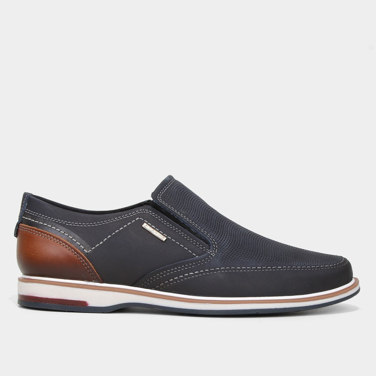 Sapato Social Couro Pegada Elásticos Textura Masculino - Azul Menor preço em Sapato Social Couro Pegada Elásticos Textura Masculino - Azul