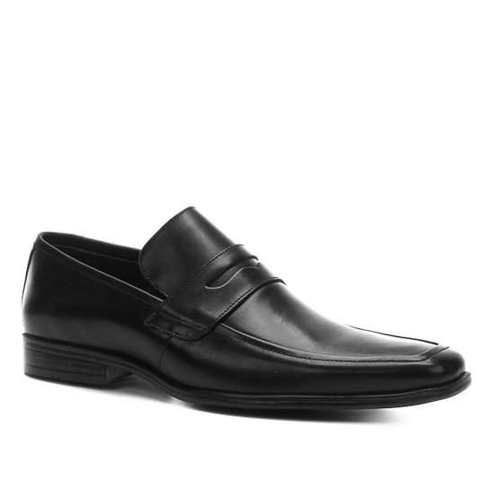 Sapato Social Couro Shoestock Bico Quadrado Masculino - Preto