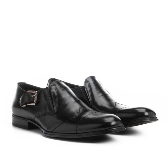 Sapato Social Couro Shoestock Fivela Lateral - Preto