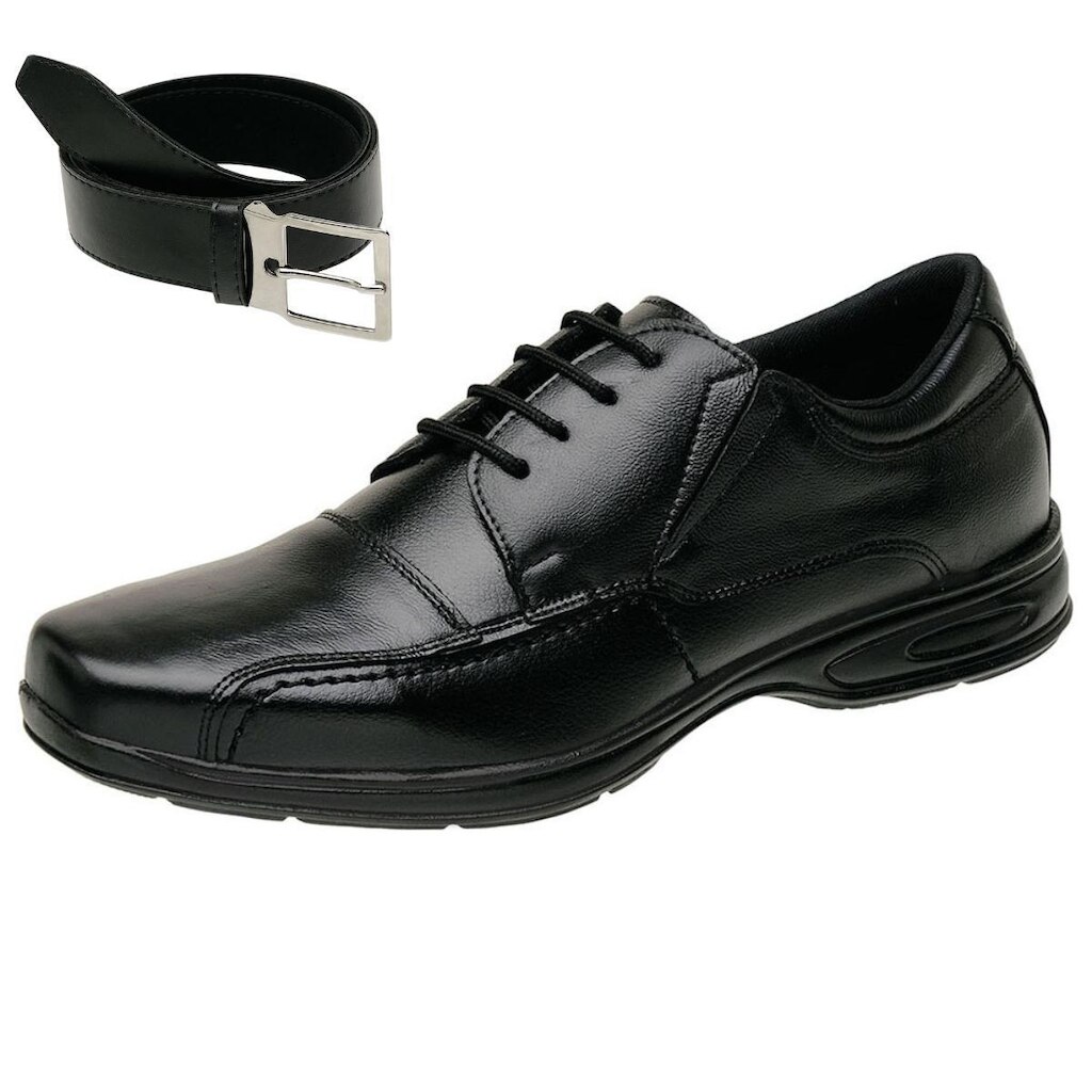 Sapato Social Couro Super Macio Solado Moderno + Cinto