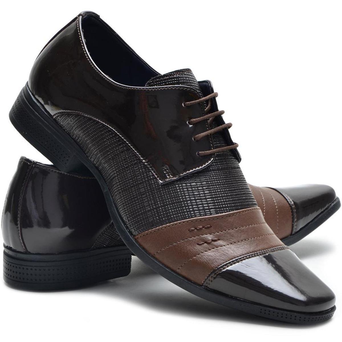 Sapato Social Couro Verniz Cadarço Ruggero Masculino Menor preço em Sapato Social Couro Verniz Cadarço Ruggero Masculino