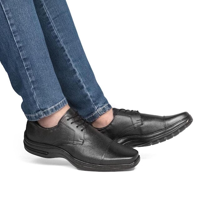 Sapato Social de couro legitimo Masculino Confortável de Amarrar