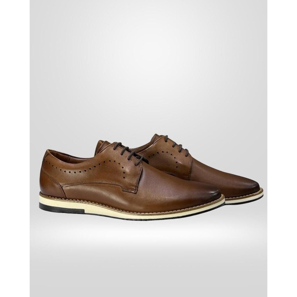 Sapato Social Derby Masculino Confort Conhaque