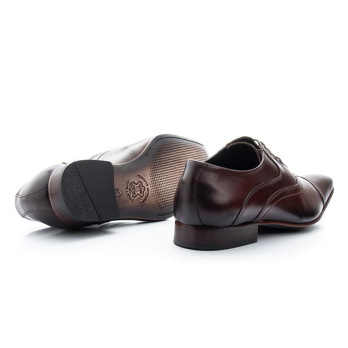 Sapato Social em Couro Masculino com Cadarço e Sola de Couro - Marrom |  Zattini