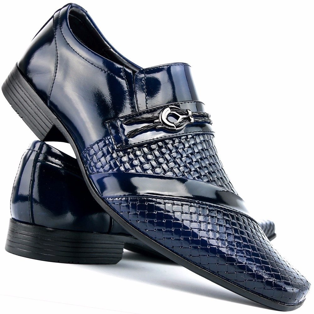 Sapato Social Envernizado Venetto - Azul Menor preço em Sapato Social Envernizado Venetto - Azul