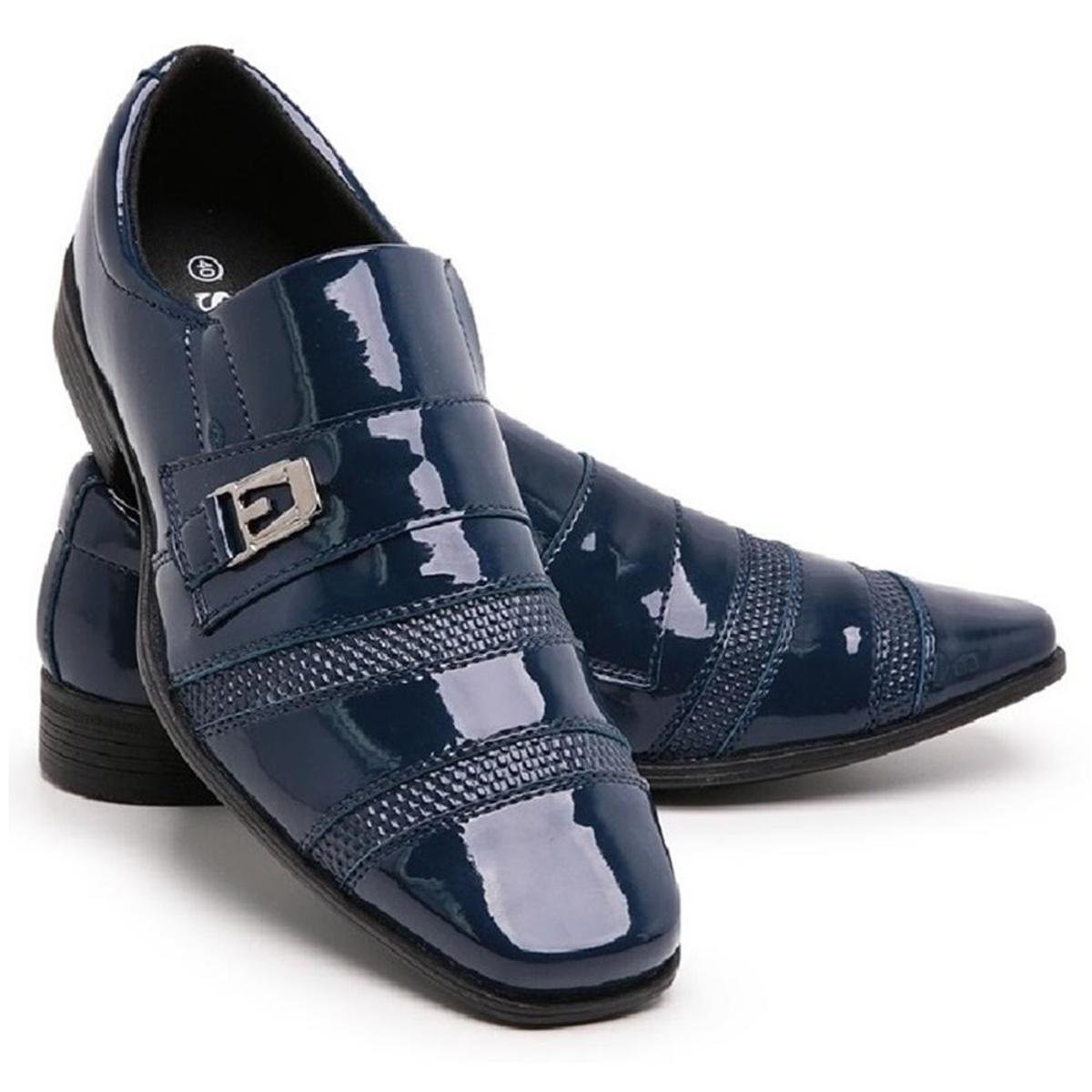 Sapato Social Masculino 803 Em Verniz Elegante Bico Quadrado - Azul Menor preço em Sapato Social Masculino 803 Em Verniz Elegante Bico Quadrado - Azul