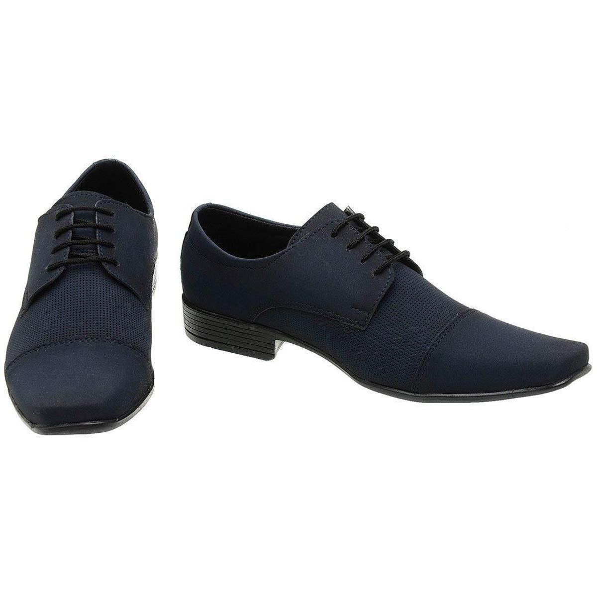 Sapato Social Masculino Azul Marinho Barato Lucilena Calcados - Azul Menor preço em Sapato Social Masculino Azul Marinho Barato Lucilena Calcados - Azul