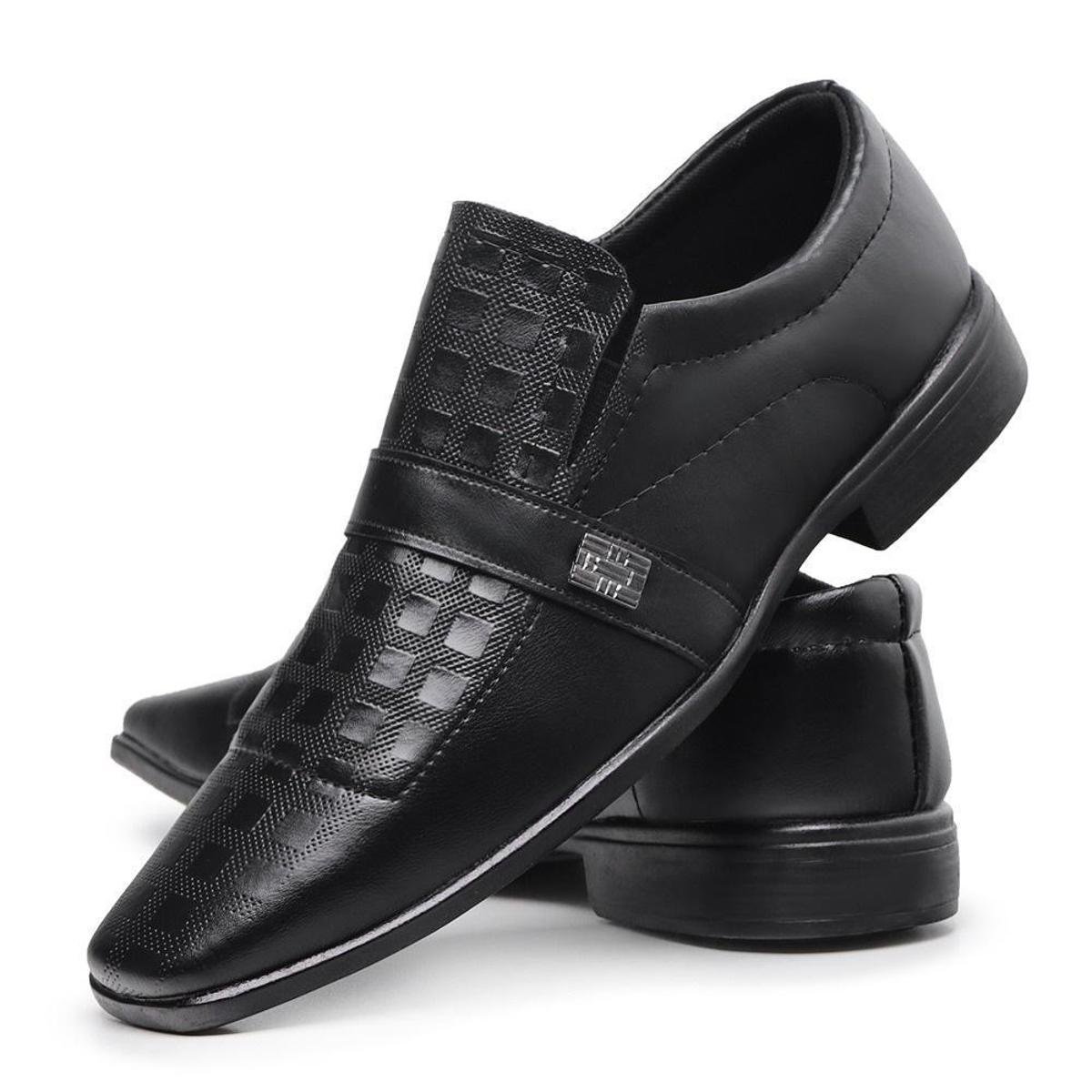 Sapato Social Masculino Bico Quadrado Fosco Com Elastico Moderno - Preto Menor preço em Sapato Social Masculino Bico Quadrado Fosco Com Elastico Moderno - Preto