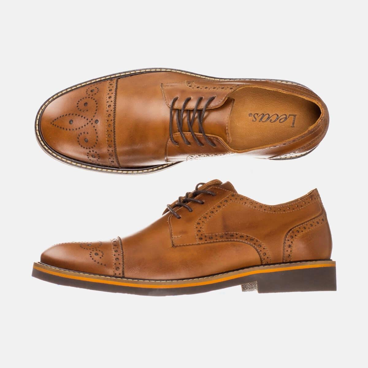 Sapato Social Masculino Brogue Couro Legitimo Detalhes em Recortes - Tabaco Menor preço em Sapato Social Masculino Brogue Couro Legitimo Detalhes em Recortes - Tabaco