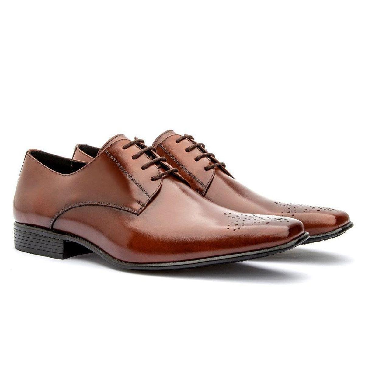 Sapato Social Masculino Brogue Couro Legítimo Torani - Caramelo Menor preço em Sapato Social Masculino Brogue Couro Legítimo Torani - Caramelo