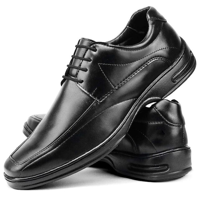 Sapato Social Masculino Cadarço Bico Quadrado Conforto