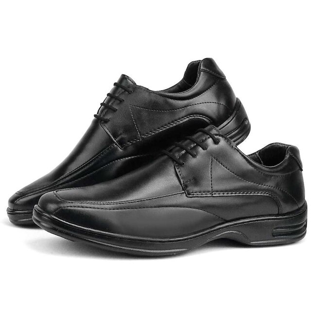Sapato Social Masculino Cadarço Bico Quadrado Conforto