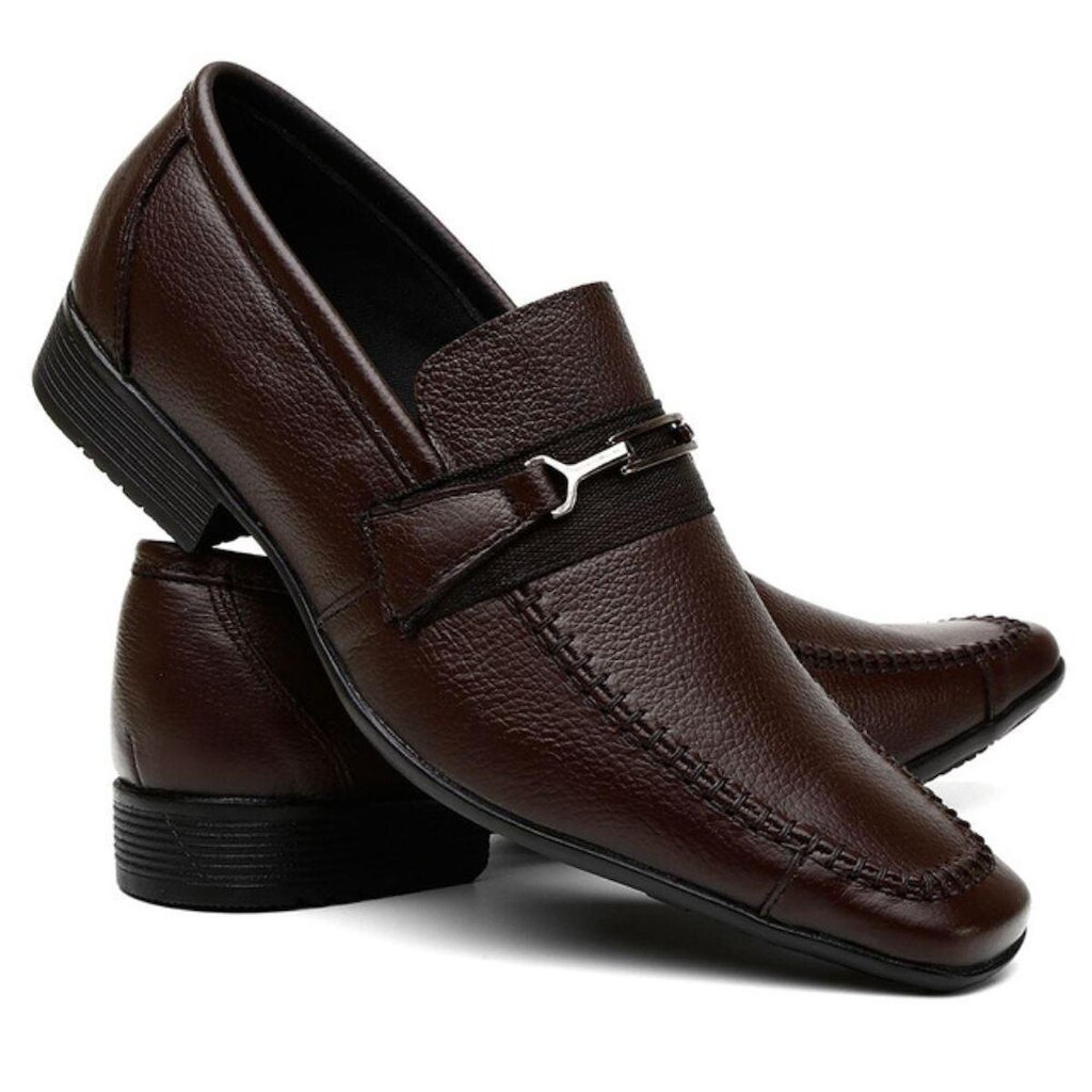 Sapato Social Masculino Casamento Confortável Estilo Italiano Marrom e Preto