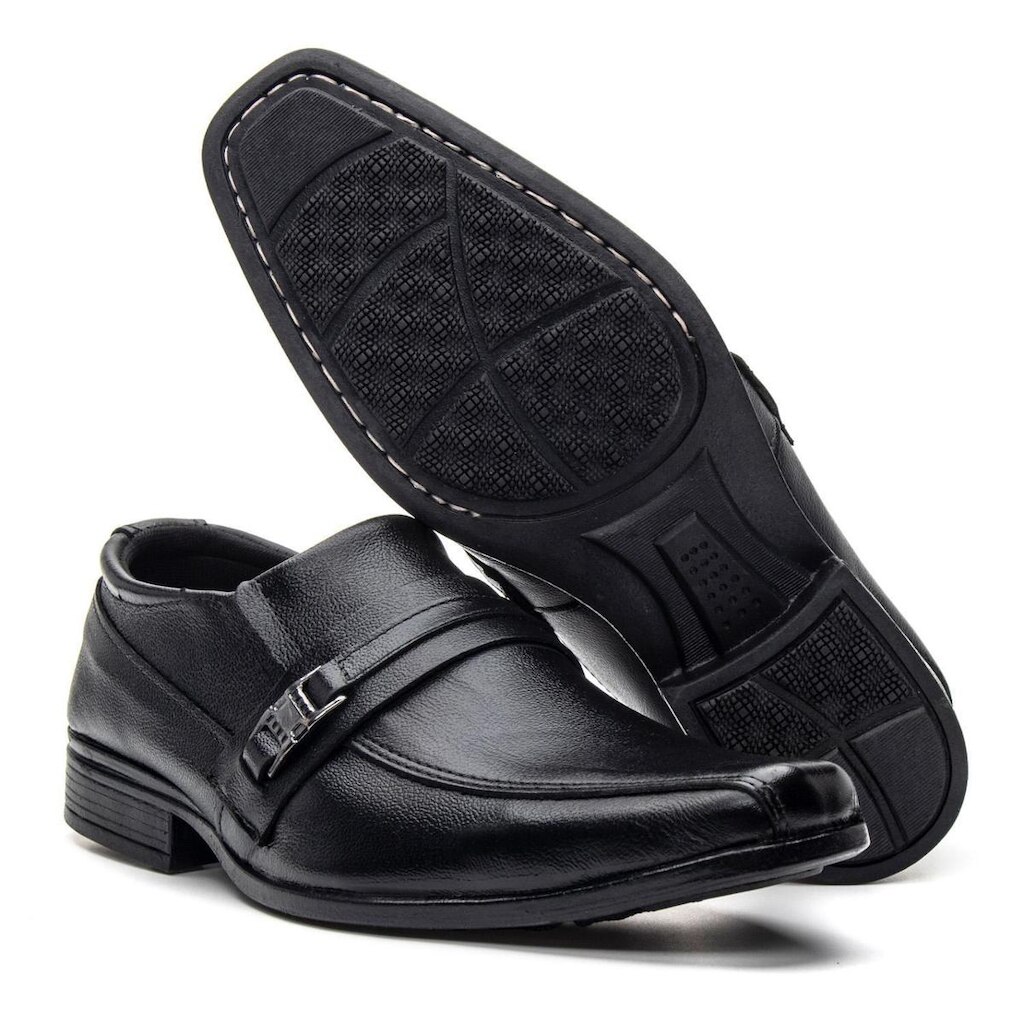 Sapato Social Masculino Com Bico Quadrado Casual Calce Fácil