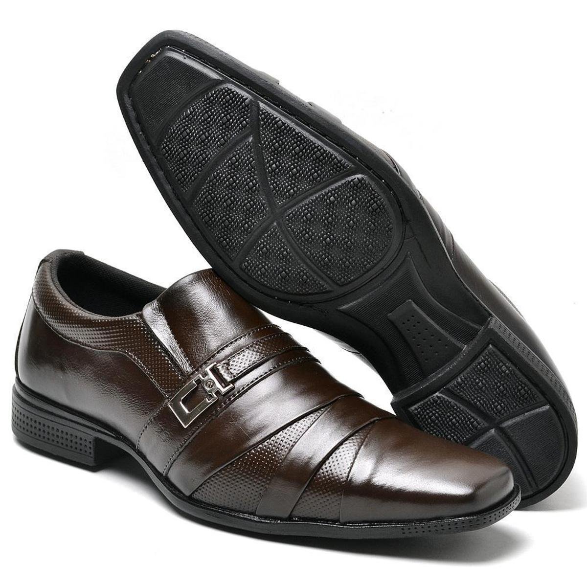 Sapato Social Masculino Com Bico Quadrado e Fechamento de Fivela Menor preço em Sapato Social Masculino Com Bico Quadrado e Fechamento de Fivela