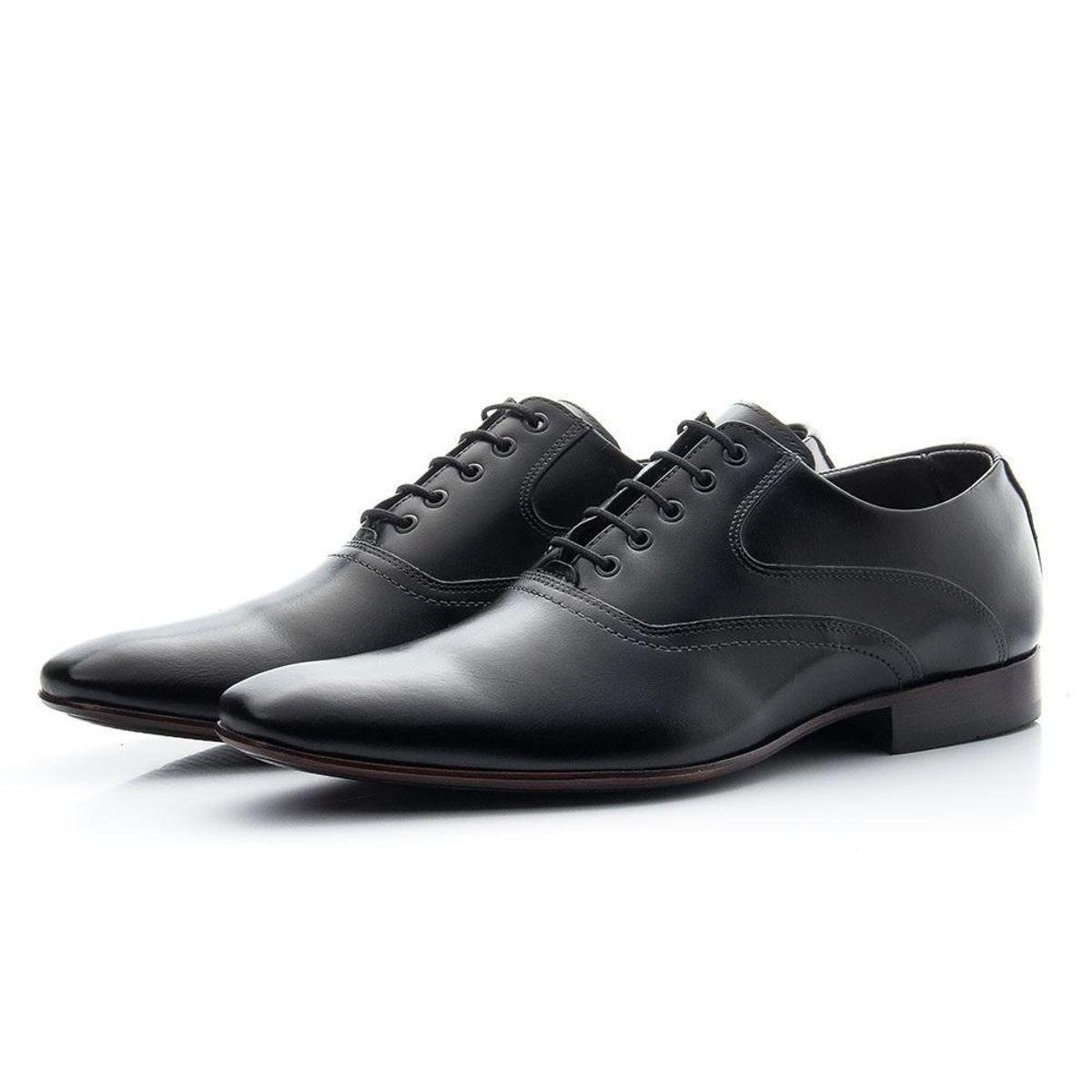 Sapato Social Masculino Couro Cadarço Bico Fino Moderno Menor preço em Sapato Social Masculino Couro Cadarço Bico Fino Moderno