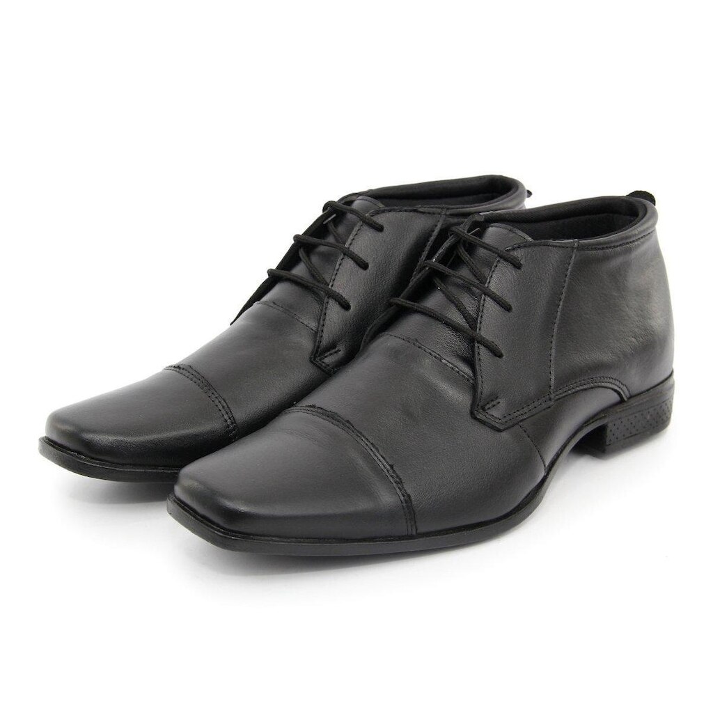 Sapato Social Masculino De Amarrar De Couro Bico Quadrado Envio Já
