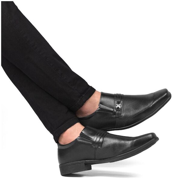 Sapato Social Masculino Elástico Calce Fácil Metal Conforto