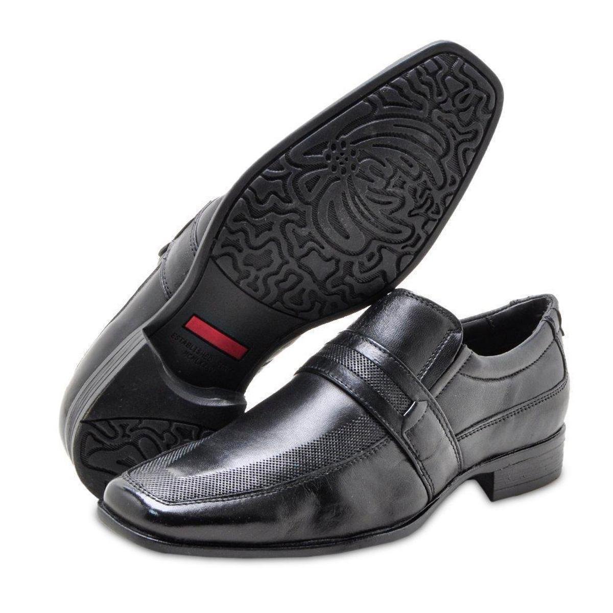 Sapato Social Masculino Em Couro Kit Calcador Cinto E Meia - Preto | Zattini
