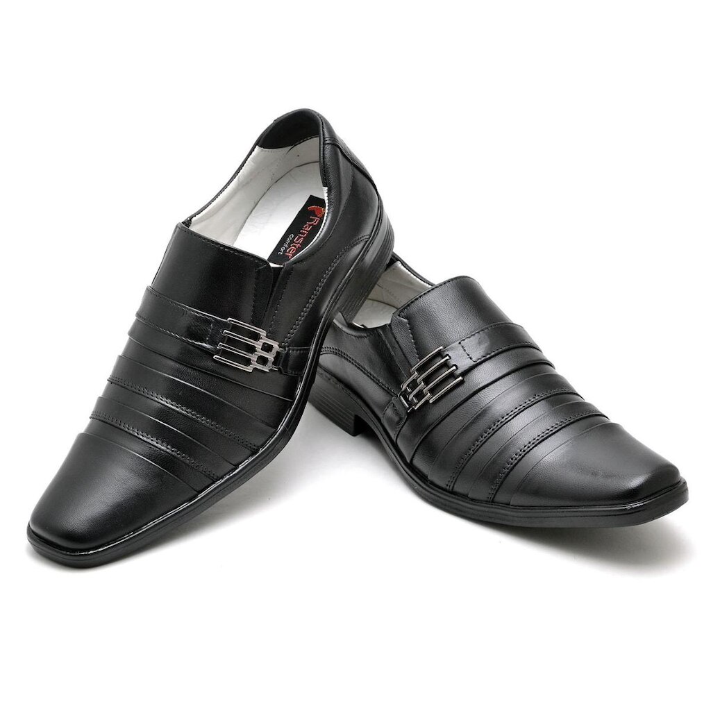 Sapato Social Masculino em Couro Preto 010 PRETO