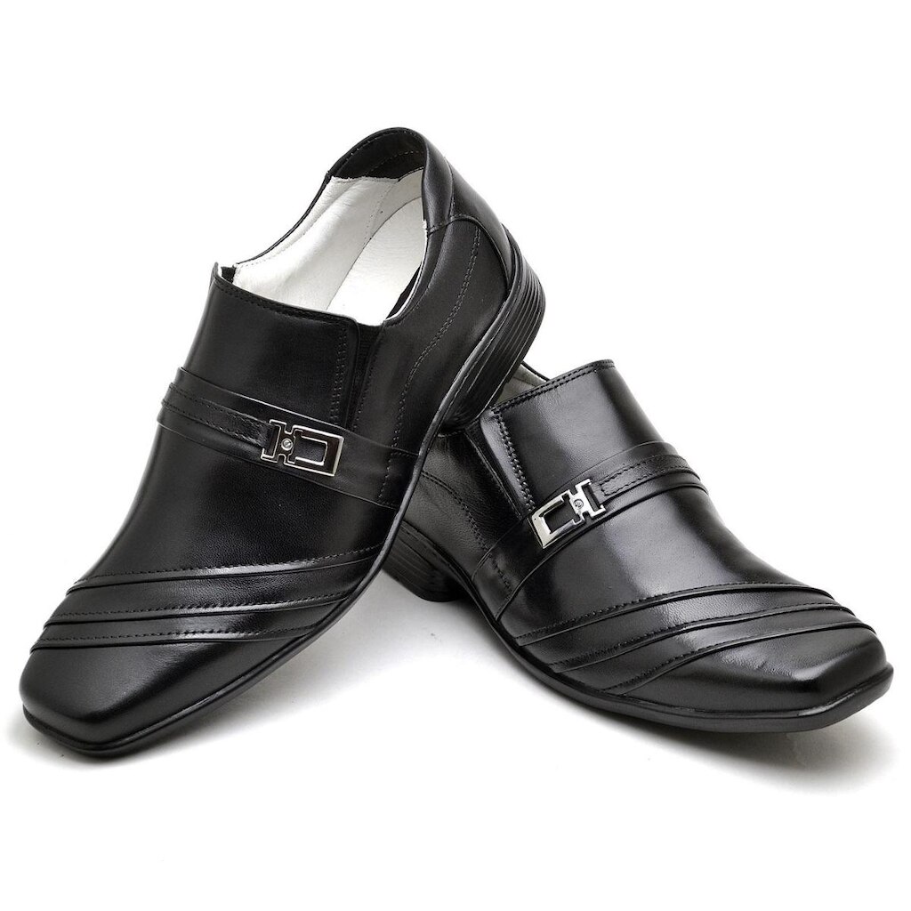 Sapato Social Masculino em Couro Preto 04W PRETO