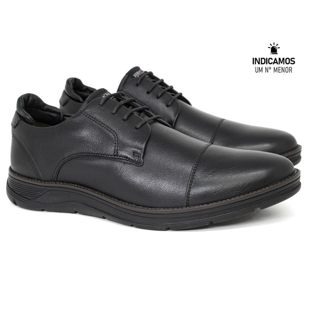 Sapato Social Masculino Ferracini 24h Fluence Couro Legítimo com Cadarço Palmilha Macia 5541-559