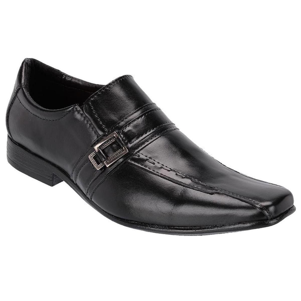 Sapato Social Masculino Fivela Couro Legítimo Leoppé Preto - Preto Menor preço em Sapato Social Masculino Fivela Couro Legítimo Leoppé Preto - Preto
