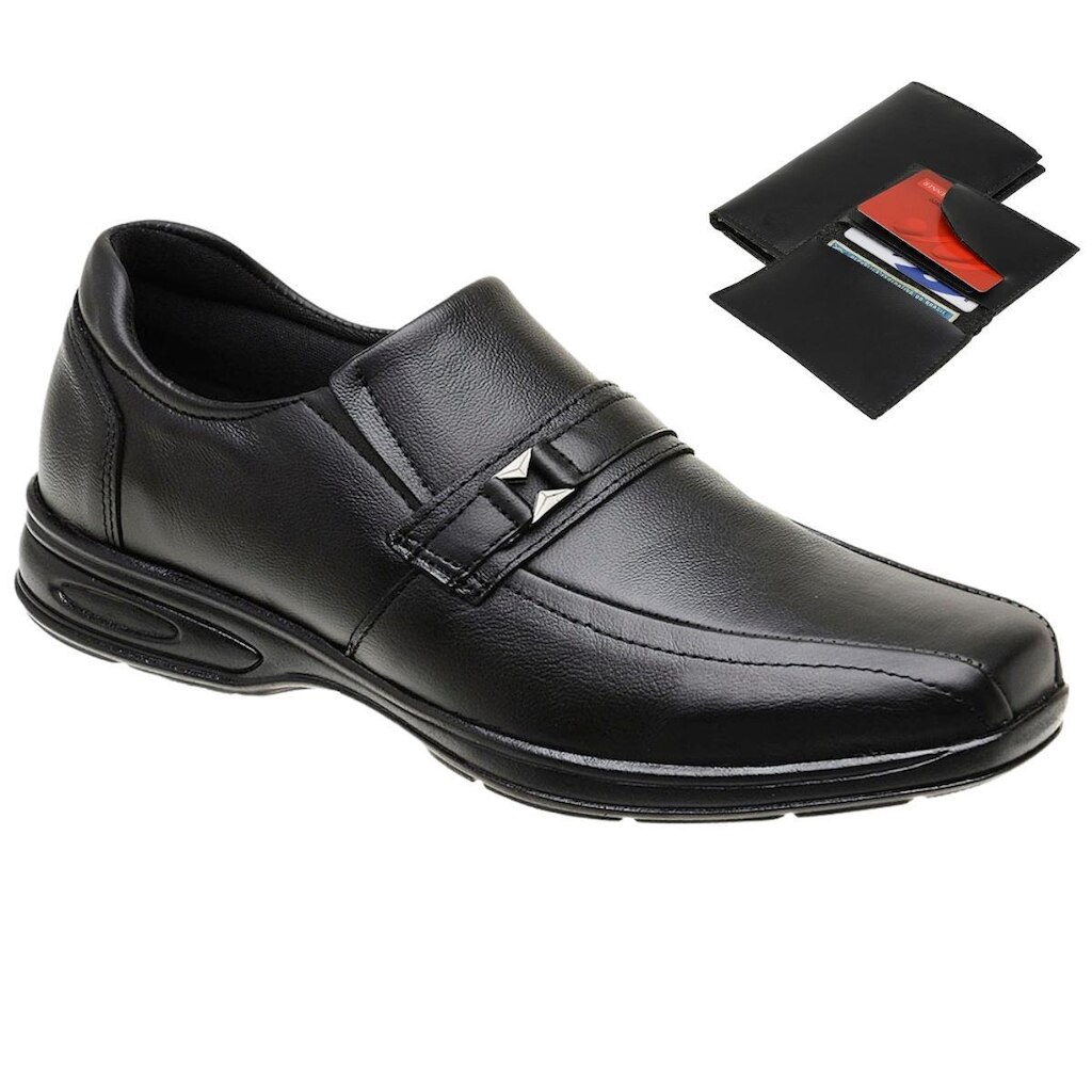 Sapato Social Masculino Gmm Couro Legítimo Gravata com Fivela + Carteira