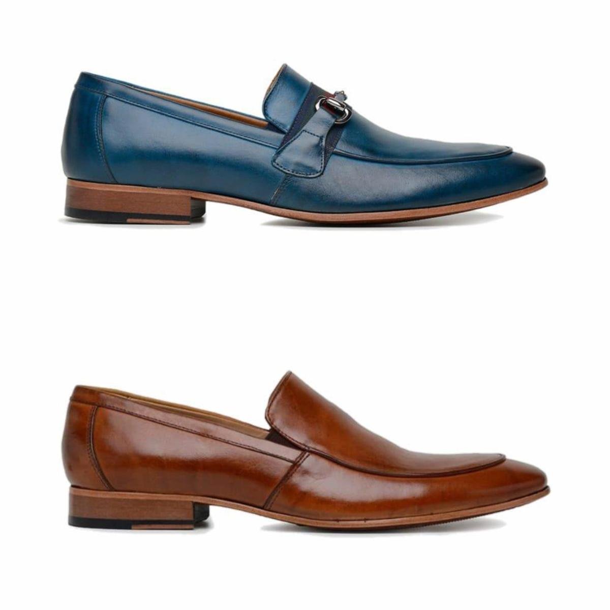 Sapato Social Masculino Preto Em Couro 350 - Azul+Caramelo | Zattini