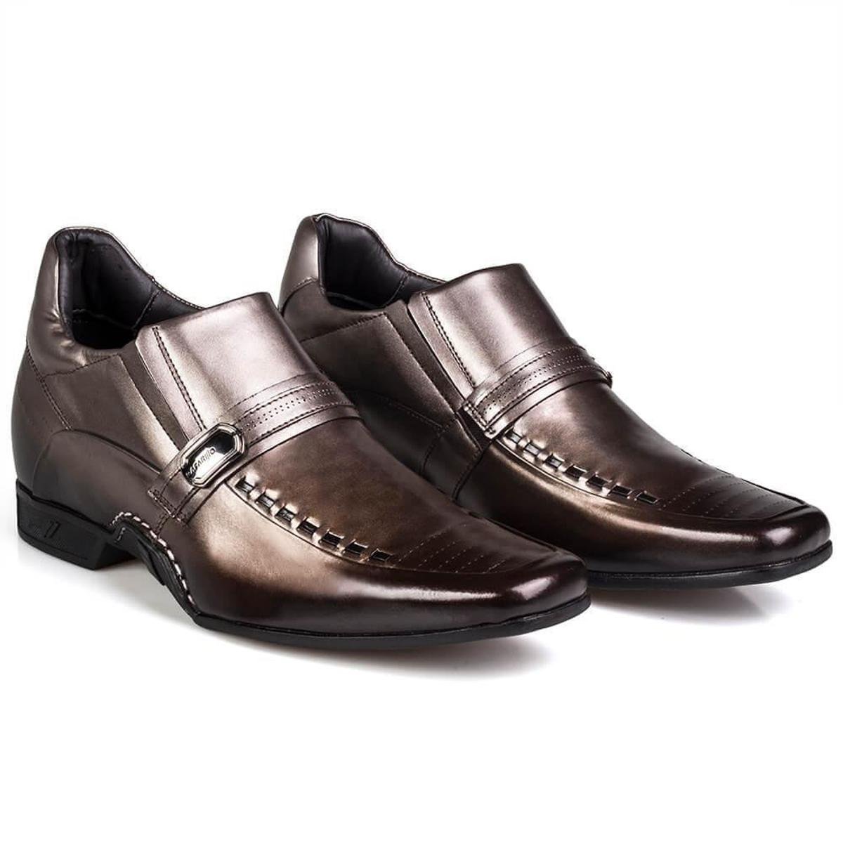 Sapato Social Masculino Rafarillo Couro Aumenta Altura Liso - Marrom |  Zattini