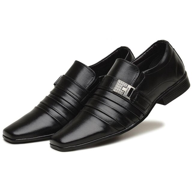 Sapato Social Masculino Texturizado Detalhe Metal Cano Curto Estiloso Cano Curto Solado Borracha