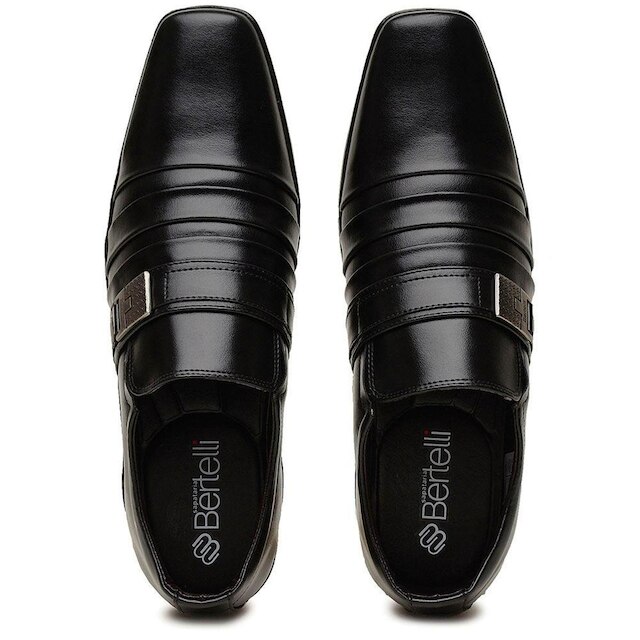 Sapato Social Masculino Texturizado Detalhe Metal Cano Curto Estiloso Cano Curto Solado Borracha