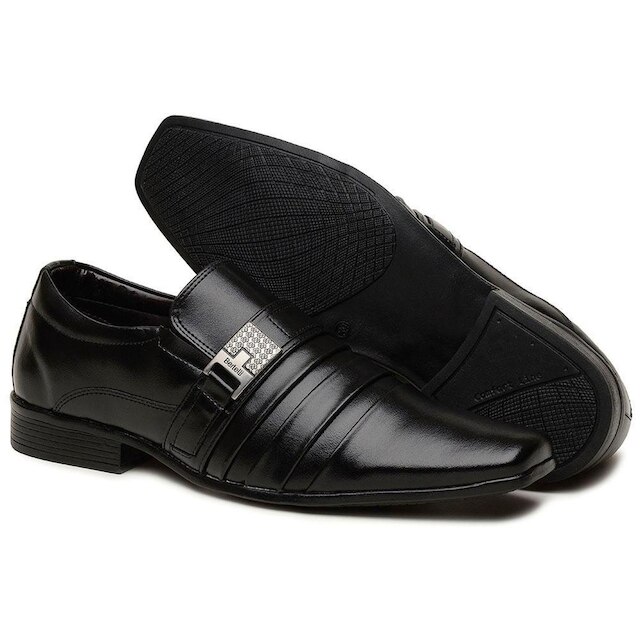 Sapato Social Masculino Texturizado Detalhe Metal Cano Curto Estiloso Cano Curto Solado Borracha