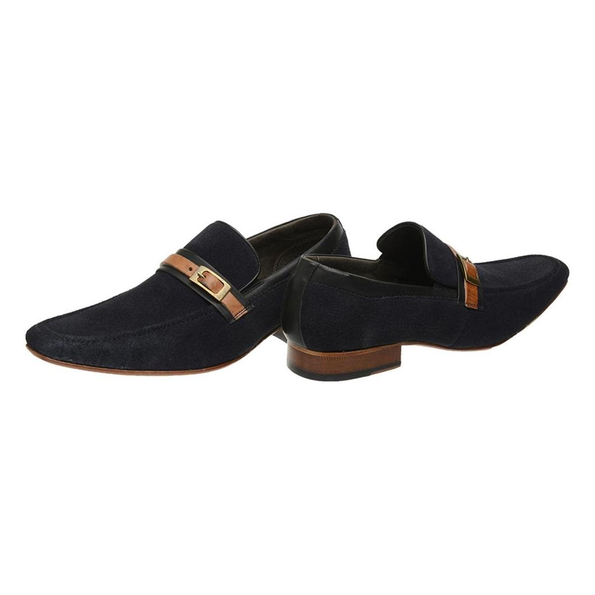 Sapato Social Mocassim Malbork Couro Camurça Esporte Fino Masculina -  Marinho | Zattini